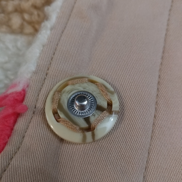 Pink and Tan Sherpa teddy coat by Anthropologie. - Picture 7 of 15